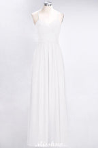 A-Line Halter V-Neck Sleeveless Bridesmaid Dress Ruffles Evening Swing Dress