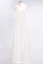A-Line Halter V-Neck Sleeveless Bridesmaid Dress Ruffles Evening Swing Dress
