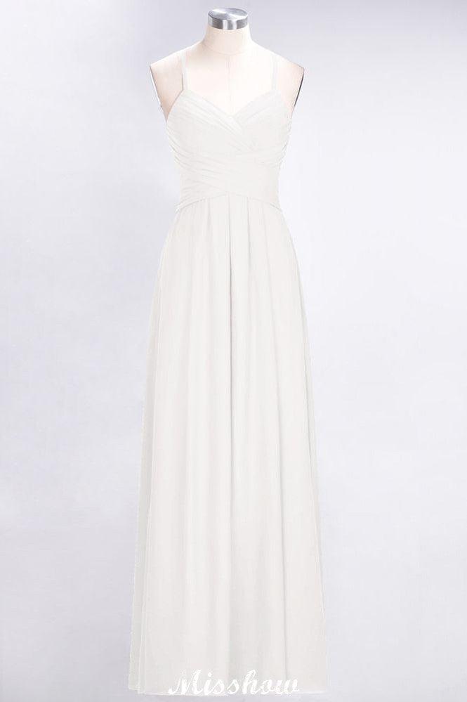 A-Line Halter V-Neck Sleeveless Bridesmaid Dress Ruffles Evening Swing Dress