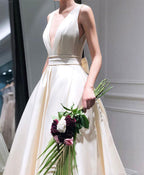 A-line High Low V Neck Short Prom Dress Homecoming Dress PG667