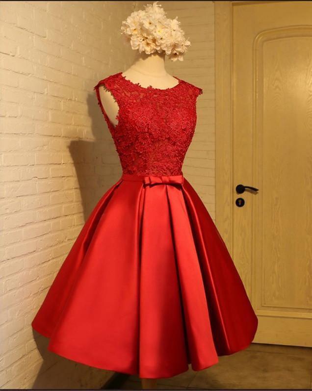 A-line Homecoming Dress Chic Red Short Prom Dress Party Dress  PD388