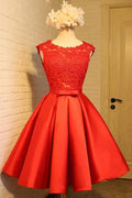 Robe de bal chic rouge courte de style A-line pour le bal de fin d'année PD388