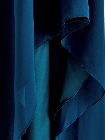 A-Linien-Brautjungfernkleid mit Rundhalsausschnitt und asymmetrischer Chiffonspitze