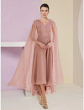 Vestido de mãe da noiva em corte A, elegante, decote em V, assimétrico, comprimento até ao tornozelo, chiffon, renda, manga curta com franzido, cor sólida