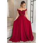 A-line Off Shoulder Lace Plus Size Mother of The Birde Dress