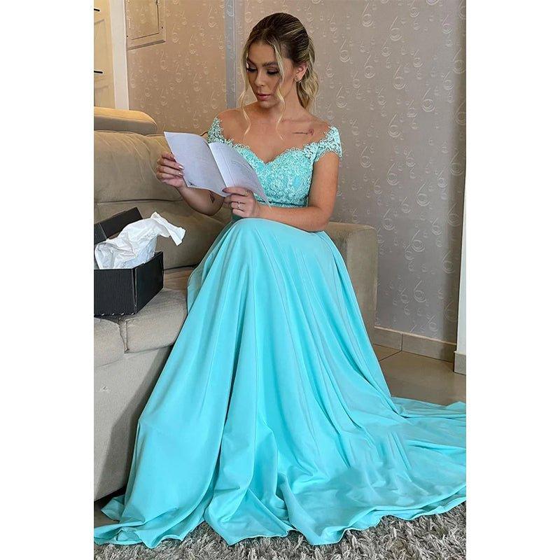 A-line Off Shoulder Lace Plus Size Mother of The Birde Dress