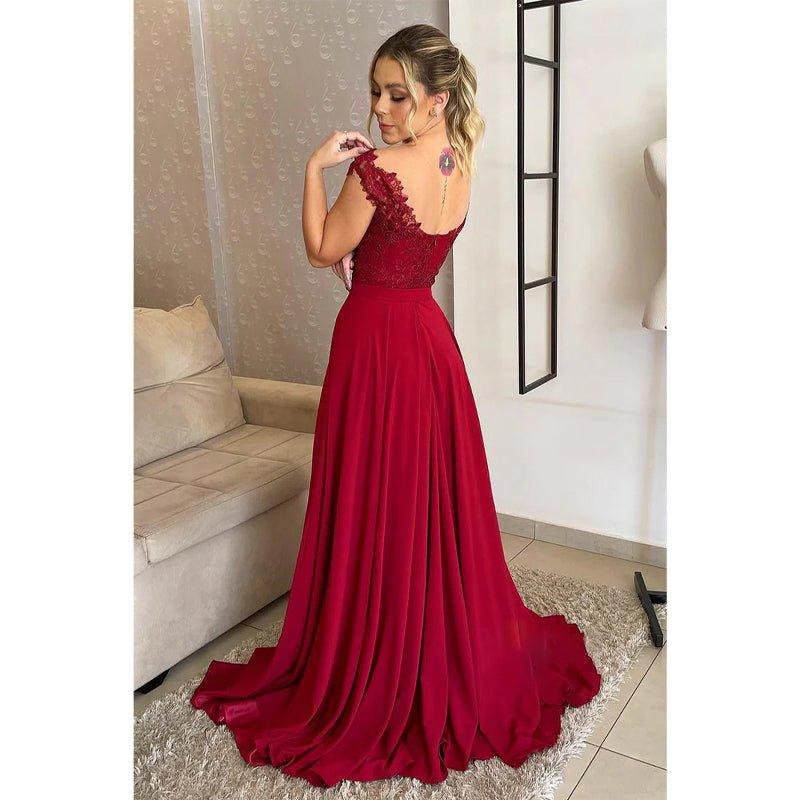 A-line Off Shoulder Lace Plus Size Mother of The Birde Dress