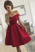 Vestido de Satén Rojo Plisado Tipo A Sin Mangas para Baile de Regreso PD313