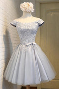 Robe de bal trapèze sans manches grise en tulle asymétrique PD139