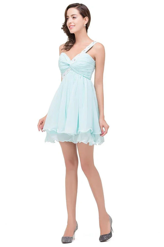 A-Line Ein Schulter Chiffon Homecoming-Kleid