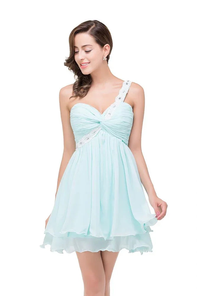 A-Line Ein Schulter Chiffon Homecoming-Kleid