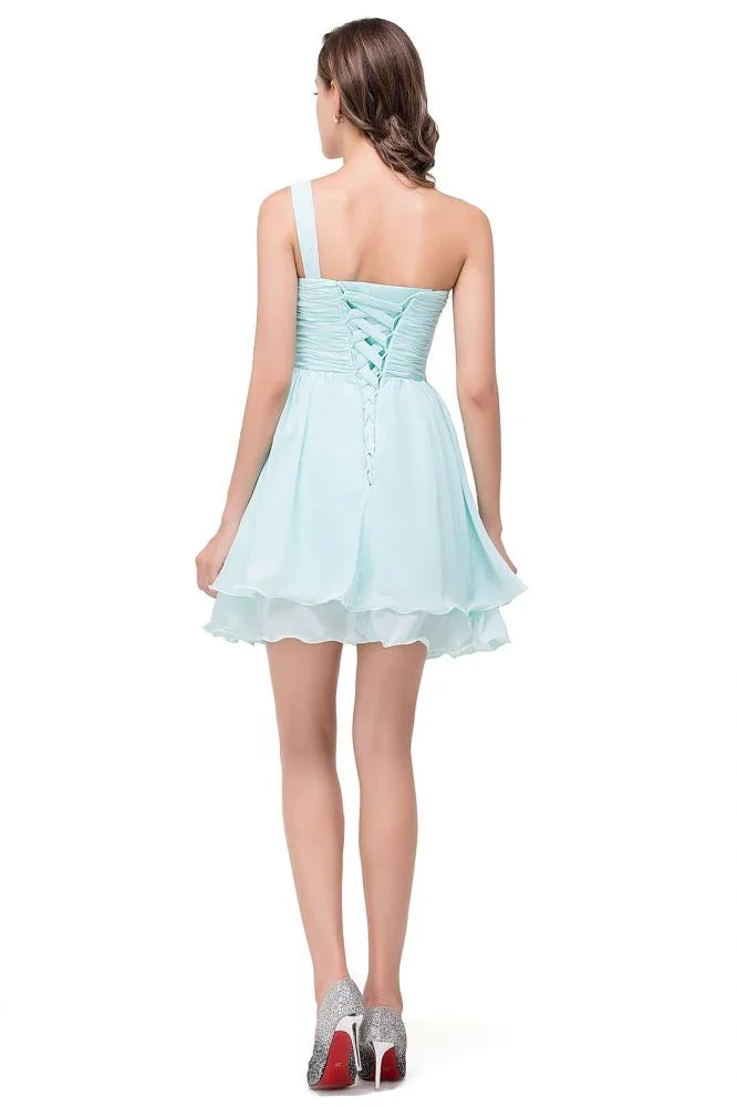 A-Line Ein Schulter Chiffon Homecoming-Kleid