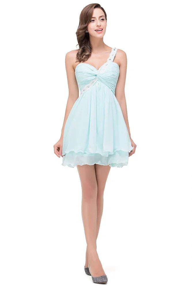 A-Line Ein Schulter Chiffon Homecoming-Kleid