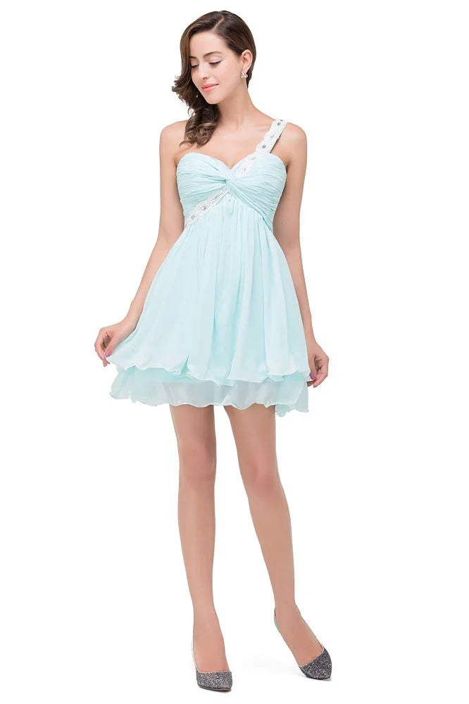 A-Line Ein Schulter Chiffon Homecoming-Kleid