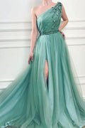 Vestido de Fiesta/Formal de Tul con Hombro Descubierto y Cuentas, Estilo A-line, Modelo PG955