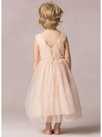 NumberSea - A - Line Sequined Sleeveless Jewel Neck Wedding Party Flower Girl Dresses