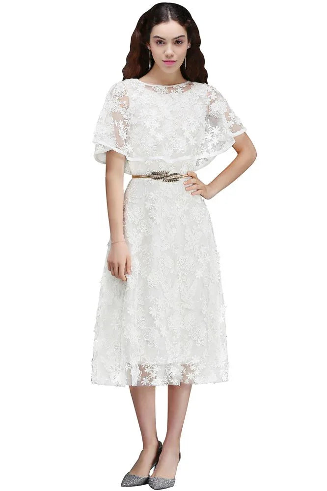 A-Line Kurz Spitze Kristall Homecoming-Kleid