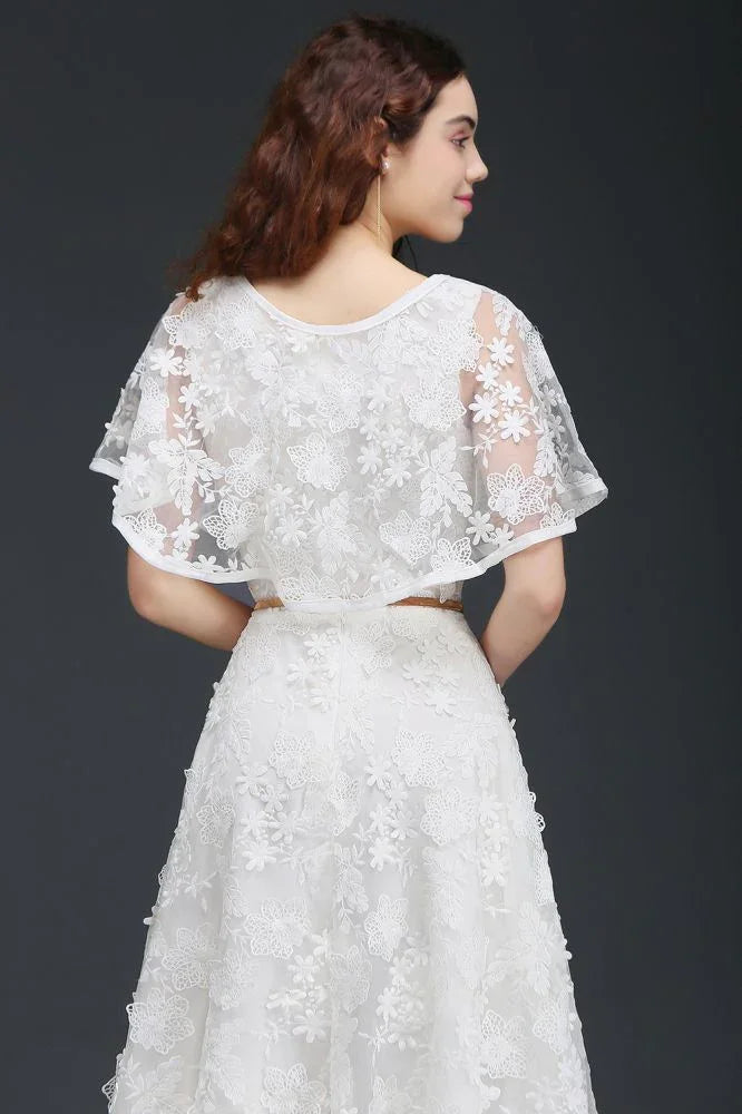 A-Line Kurz Spitze Kristall Homecoming-Kleid