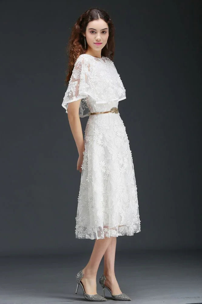 A-Line Kurz Spitze Kristall Homecoming-Kleid