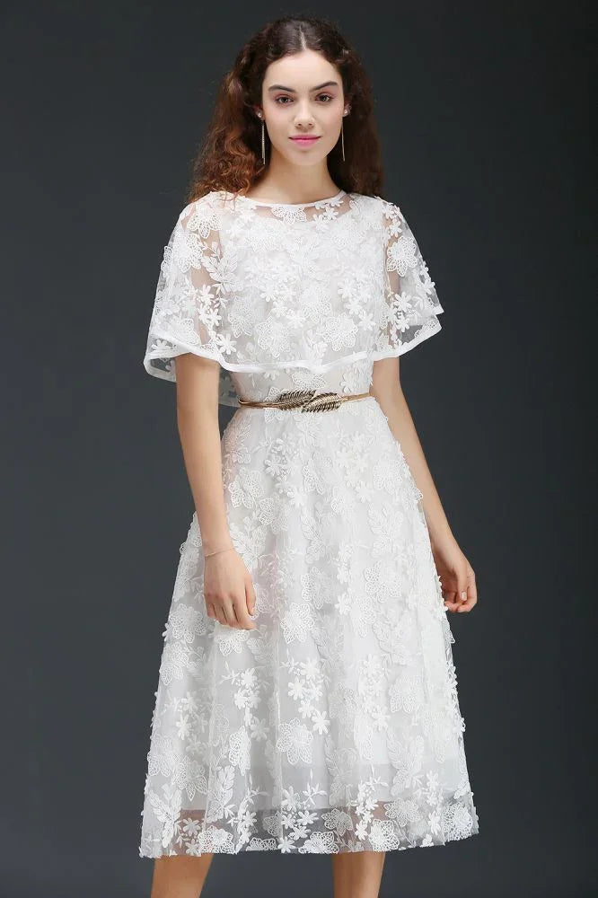 A-Line Kurz Spitze Kristall Homecoming-Kleid