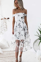 فساتين حفلات التخرج بتصميم A-line بدون أكمام ومكشوفة الكتفين وقماش التول الفريد PD014