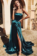 Robe de bal longue à bretelles spaghetti et coupe A PSK080