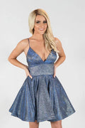 Robe de bal courte à bretelles spaghetti ligne A - Robe de rentrée unique PD416