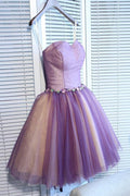 Vestido de fiesta de regreso a casa mini estilo A con escote corazón y tul elegante   PD391