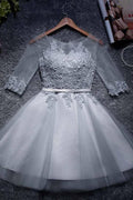 Abito corto/mini da ballo a linea A in tulle scollato a mezzaluna PD047