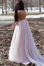 A-line V-neck 3D Flower Eleagnt Tulle Long Prom Dress PSK136