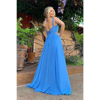 A-line V-neck Chiffon Bridesmaid Dress for Wedding Long Formal Prom Evening Dress