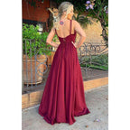 A-line V-neck Chiffon Bridesmaid Dress for Wedding Long Formal Prom Evening Dress