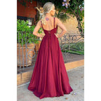 A-line V-neck Chiffon Bridesmaid Dress for Wedding Long Formal Prom Evening Dress