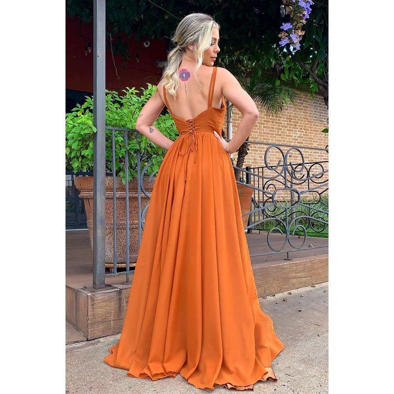 A-line V-neck Chiffon Bridesmaid Dress for Wedding Long Formal Prom Evening Dress