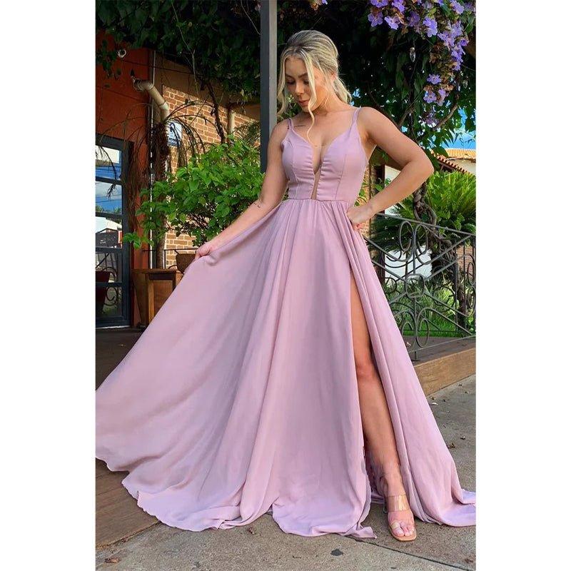 A-line V-neck Chiffon Bridesmaid Dress for Wedding Long Formal Prom Evening Dress