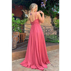 A-line V-neck Chiffon Bridesmaid Dress for Wedding Long Formal Prom Evening Dress