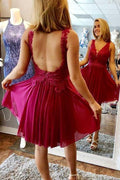 Robe de bal dos nu courte PD401 à encolure en V et coupe A