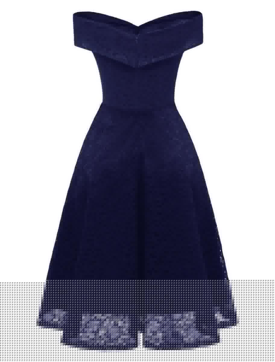 A-Line WE Party Dress Holiday Graduation Knee Length Short Sleeve Off Shoulder Bridesmaid Dress Lace with Pleats Lace Insert