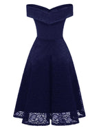 A-Line WE Party Dress Wedding Guest Holiday Knee Length Short Sleeve Off Shoulder Bridesmaid Dress Lace with Pleats Lace Insert