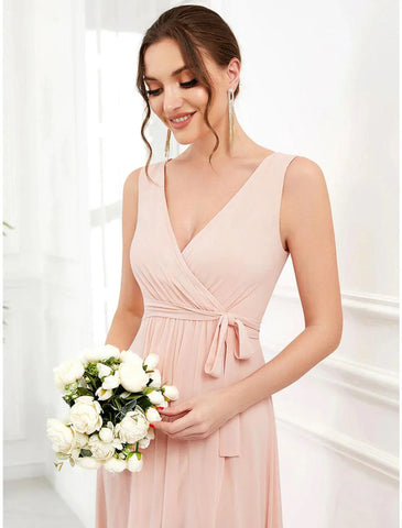 A-Linie Hochzeitsgastkleider Elegantes Kleid Partykleidung Hochzeitsfeier Asymmetrisch Ärmellos Spaghettiträger Brautjungfernkleid Chiffon mit Rüschen Schlitz