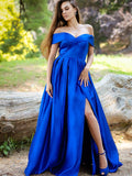 Robe de bal droite/élégante à volants en satin sans manches tombant aux épaules et longue jusqu'au sol