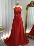 Robe de bal en mousseline avec applications, sans manches et col bénitier, coupe A/élégante