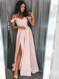 A-Line/Élégante Robe de bal sans manches épaule tombante avec volants en satin tissé élastique