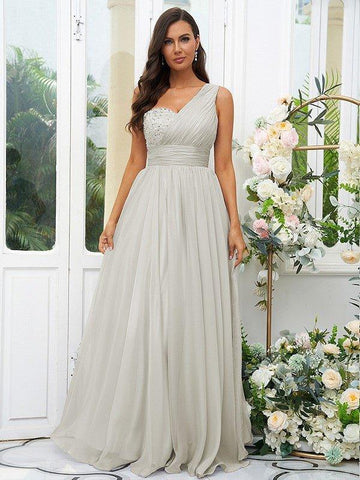 A-Linie/Princess-Linie 30D Chiffon Pailletten One-Shoulder-Träger Ärmellos Bodenlang Brautjungfernkleider