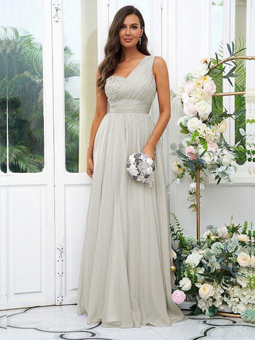 A-Linie/Princess-Linie 30D Chiffon Pailletten One-Shoulder-Träger Ärmellos Bodenlang Brautjungfernkleider