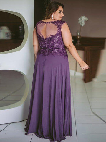A-Linie/Princess-Linie Chiffon Applikationen U-Ausschnitt Ärmellos Bodenlang Kleider für die Brautmutter
