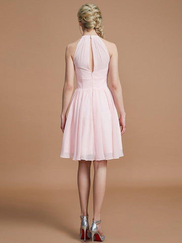 A-Linie/Princess-Linie Chiffon Knielang Ärmellos U-Ausschnitt Brautjungfernkleider