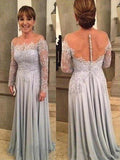 A-Linie/Princess-Linie Chiffon Spitze U-Ausschnitt Lange Ärmel Sweep/Pinsel zug Kleider für die Brautmutter