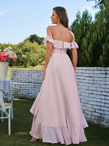 A-Linie/Princess-Linie Chiffon Rüschen Off-The-Shoulder-Träger Ärmellos Asymmetrisch Brautjungfernkleider