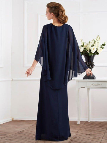 A-Linie/Princess-Linie Stehkragen Ärmellos Lang Chiffon Brautmutterkleider